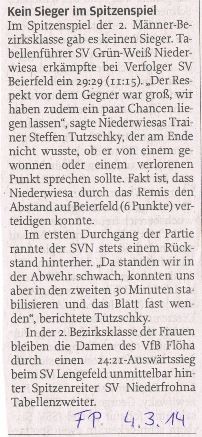 Bericht - Freie Presse Flöha vom 04.03.2014