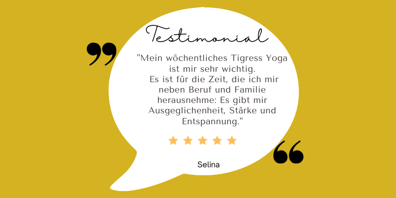 Eine zufriedene, treue Kundin empfiehlt Tigress Yoga in Zürich Oerlikon: der powervolle Vinyasa Yoga Stil für der anders ist. 