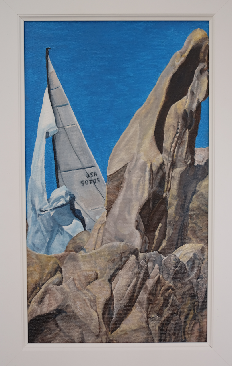 Quadro Olio su Tela | Vela di Granito Artisticamente Modellata dalla Natura | Dimensioni: 22x39 cm - 36x52.5 cm (con cornice)