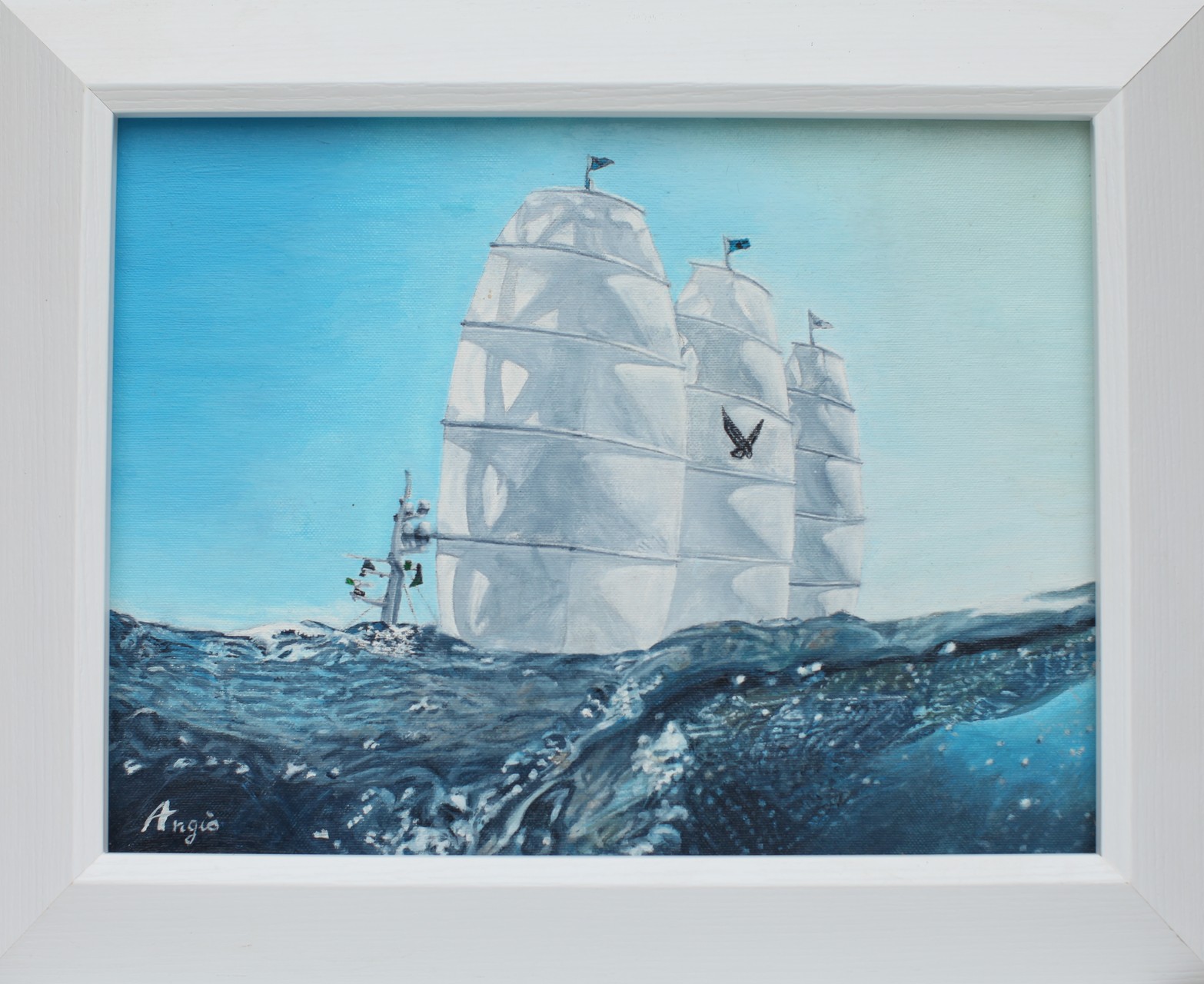 Quadro Olio su Tela | Maltese Falcon di Tom Perkins | Dimensioni: 38.5x28.5 cm - 50.5x41 cm (con cornice)