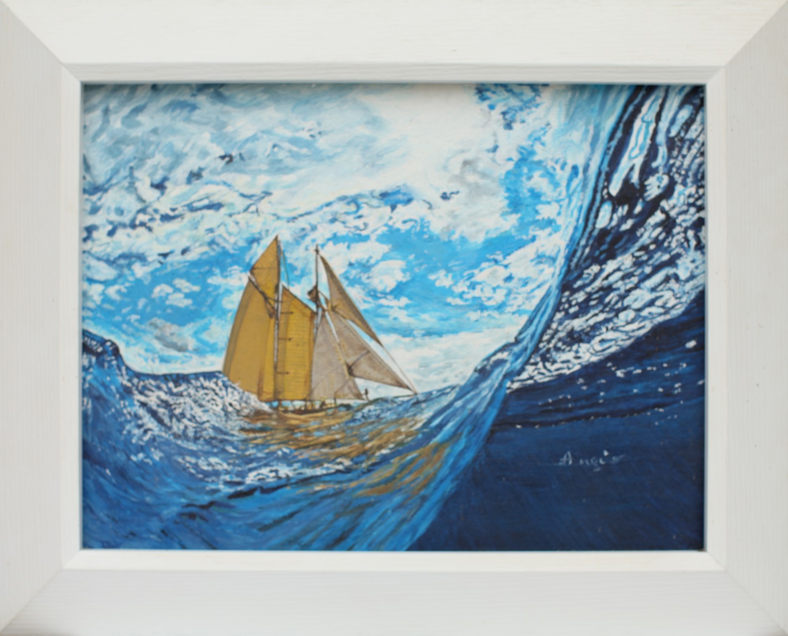 Quadro Olio su Tela | Connubio tra Mare e Cielo | Dimensioni: 39x29 cm - 50.5x41 cm (con cornice)
