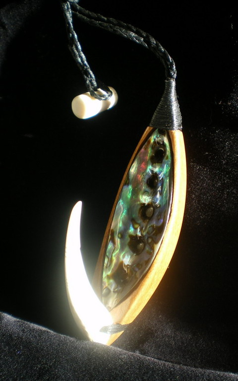 #1 Fish Hook / Paua Sell + Antler + Rimu/ Not for sale