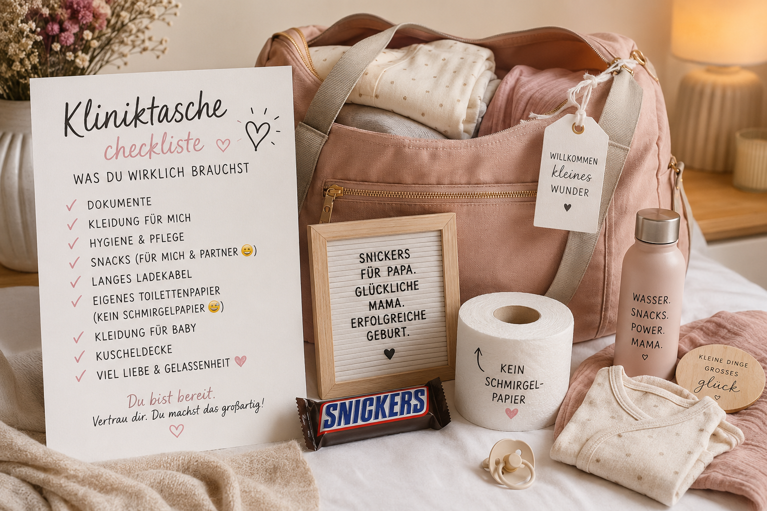 Was gehört alles in eine Kliniktasche zur Geburt