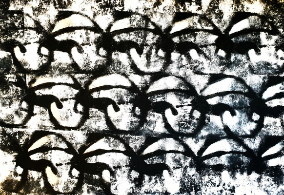 "Begleittiere", Papierarbeit, 80x60cm, 2021.