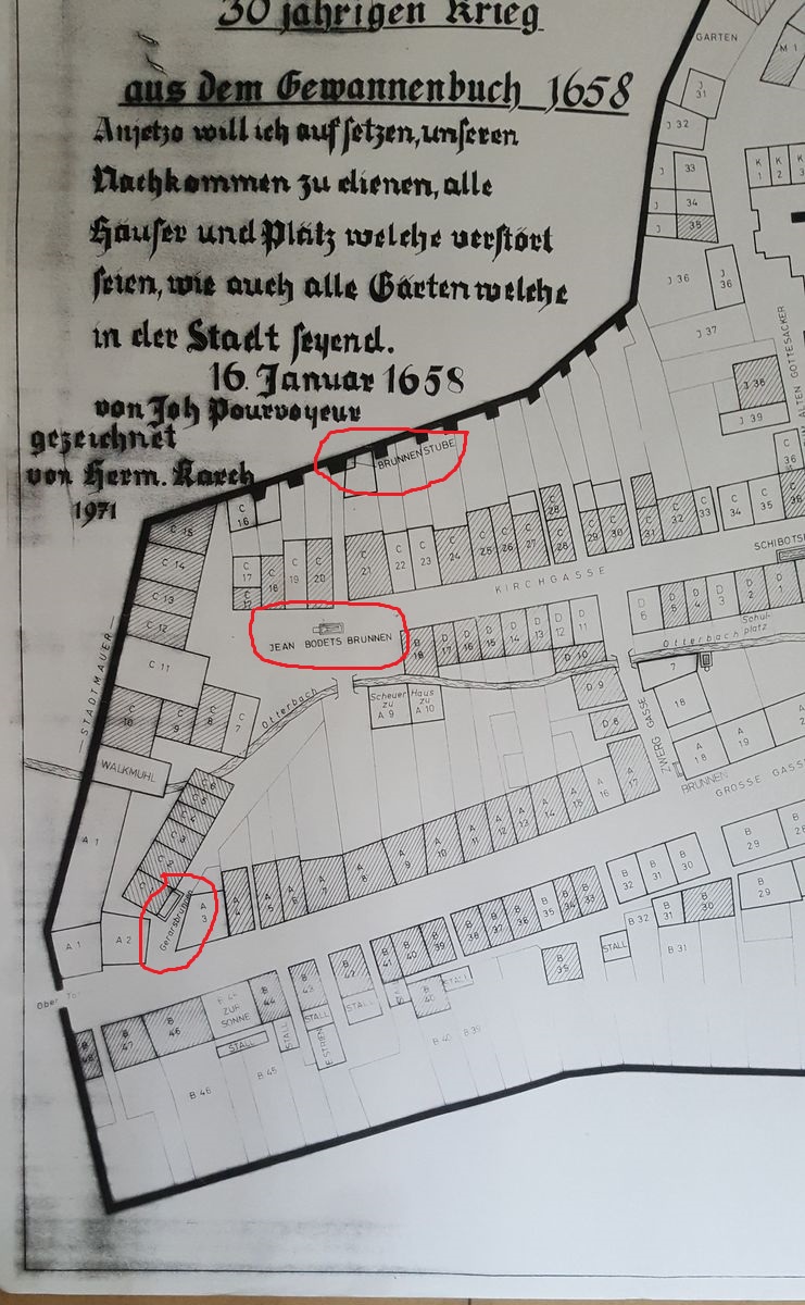 1658, Lage des ehemaligen Lochbrunnens (vormals Gerarsbrunnen)