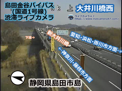 島田金谷バイパス･日坂バイパスの渋滞ライブカメラ「大井川橋西」の平常時のサンプル画像