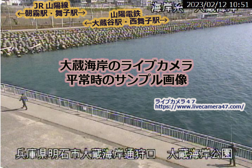 兵庫県の海ライブカメラ｢大蔵海岸｣の平常時のサンプル画像