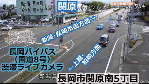 長岡バイパスの渋滞ライブカメラ「関原」の平常時のサンプル画像