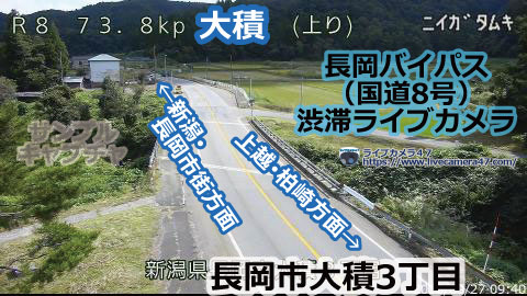 長岡バイパスの渋滞ライブカメラ「大積」の平常時のサンプル画像