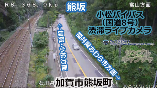 小松バイパスの渋滞ライブカメラ「熊坂」の平常時のサンプル画像