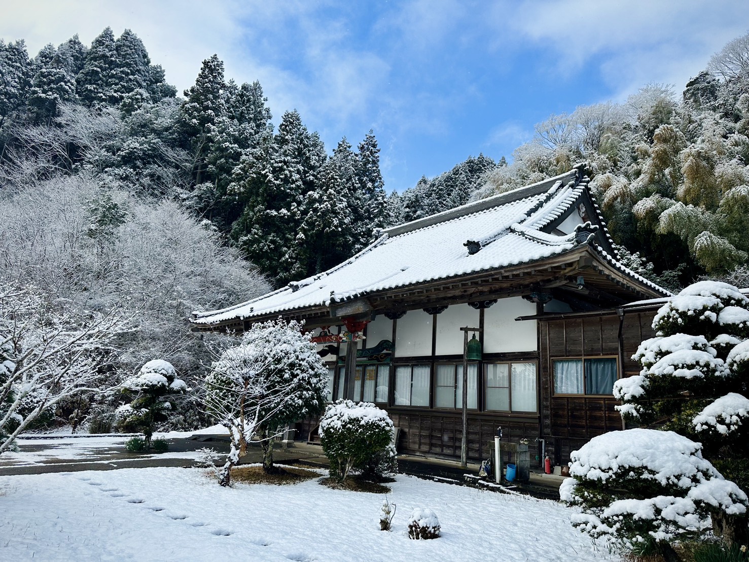 蓮福寺に雪が…