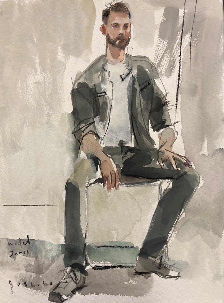 初めての男性の海外のモデルさん 洋画家 山本佳子の作品紹介