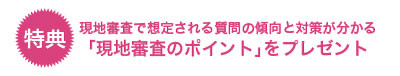 「現地審査のポイント」をプレゼント
