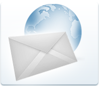 Fotoabbildung eines Erdglobus mit einem Briefcouvert und dem Untertitel:Eigene E-Mail Adresse.