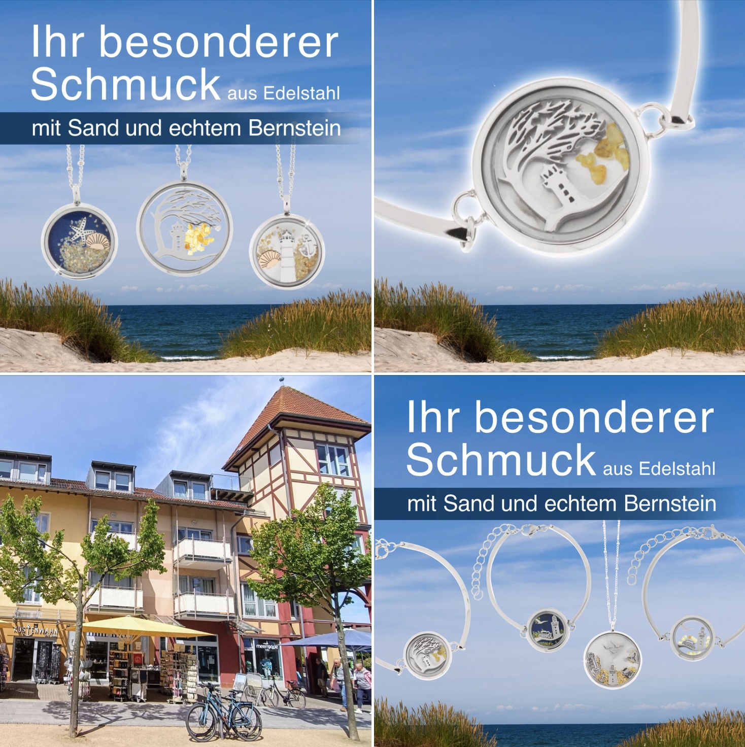 10 Euro Herbst-Rabatt: Das neue Kühlungsborn-Collier aus Edelstahl mit Sand und echtem Bernstein