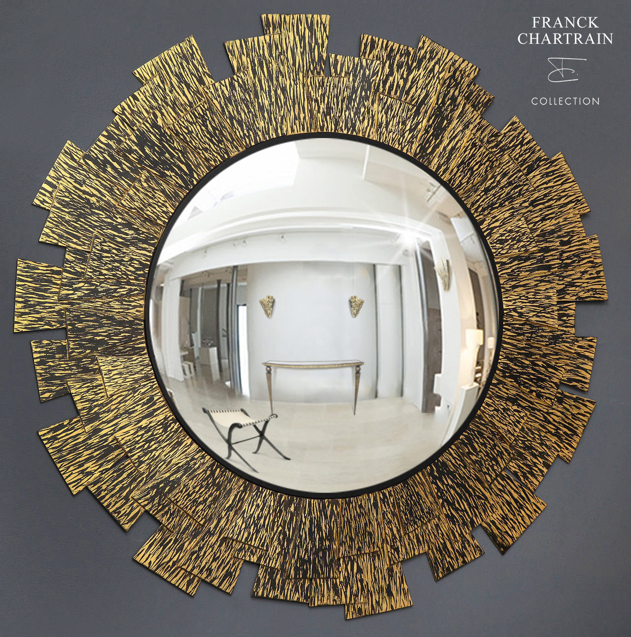 MIROIR FLAMME Bronze, feuille d'or