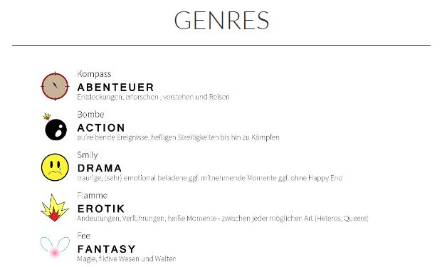 Genre-Legende und Erläuterungen