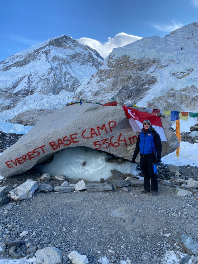 Everest Base Camp at 5364 metre. Base Camp is located at the Khumbu Glacier.