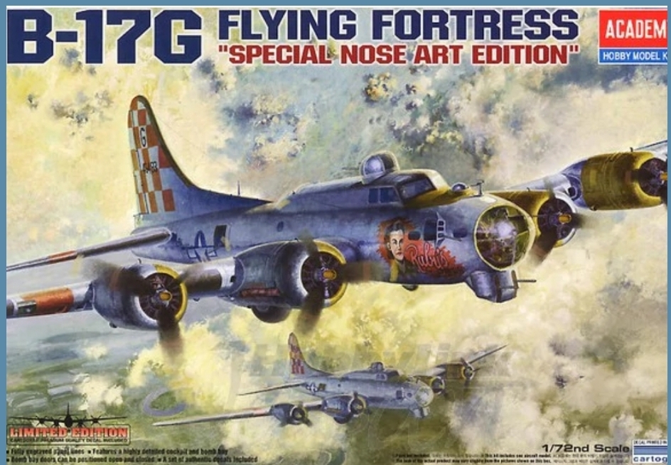 Academy 12414 - scale 1/72 - release 2010 - first release 1988. Boeing B-17G Flying Fortress, 550 BS / 385 BG, RAF Greath Ashfield, UK March 1945.  