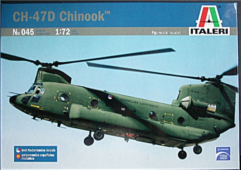 2× Italeri 045/Dutch Decal (voorraad) - scale 1/72 - release 2007 - first release 1995. CH-47D Chinook KLu