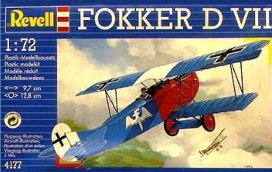Revell 04177 (voorraad) - scale 1/72 - release 1998 - first release 1963 - Fokker D.VII, LVA, Soesterberg, Holland 1919 (Dutch Decal) 