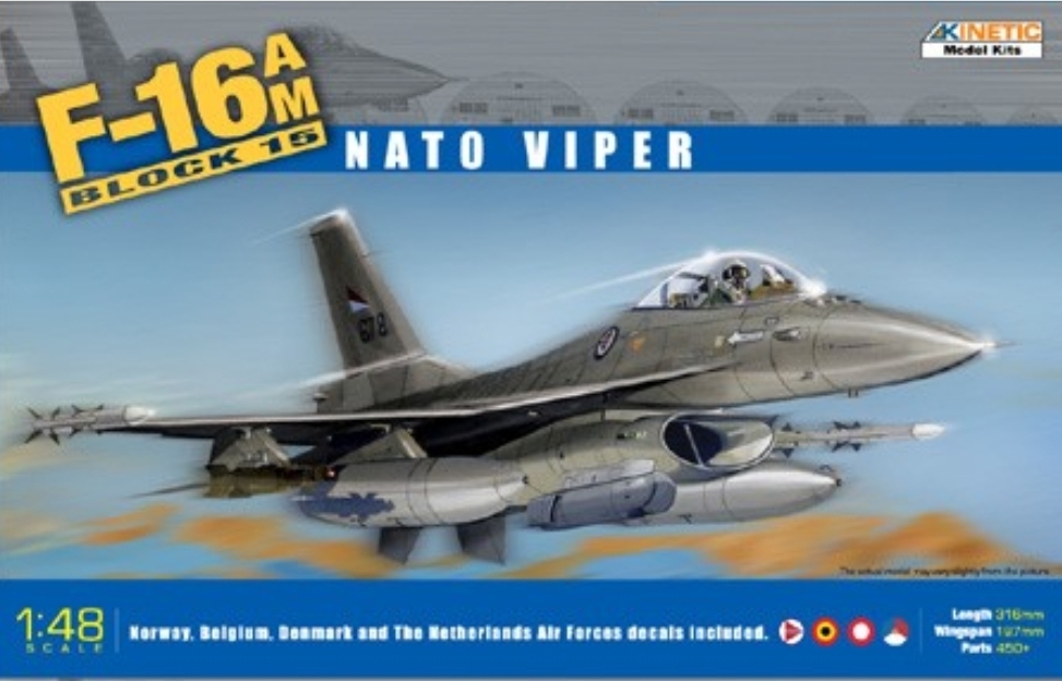 K48002 (voorraad) scale 1/48 - release 2008 - New Tool. GD F-16A MLU NATO Viper, KLu, 323SQ, Leeuwarden, Holland 1999