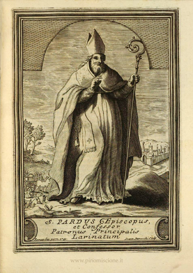 G. Petroschi S. Pardo vescovo incisione per libro del Tria