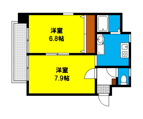 岡山市北区田町の賃貸物件 間取り図
