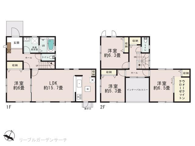 岡山市中区山崎の新築 一戸建て分譲住宅の間取り図