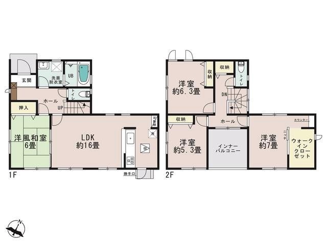 岡山市中区山崎の新築 一戸建て分譲住宅の間取り図