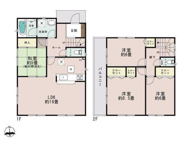 新築 建売り分譲住宅 岡山市中区長岡 間取り図