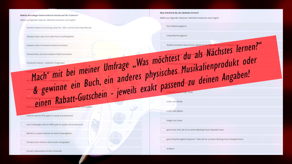 Umfrage: Was möchtest du auf der E-Gitarre als Nächstes lernen?