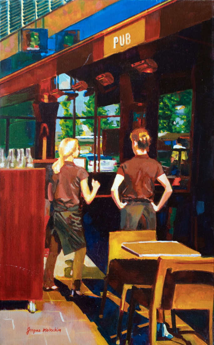 La pause au pub - Huile sur toile - 61x38cm ©ADAGP