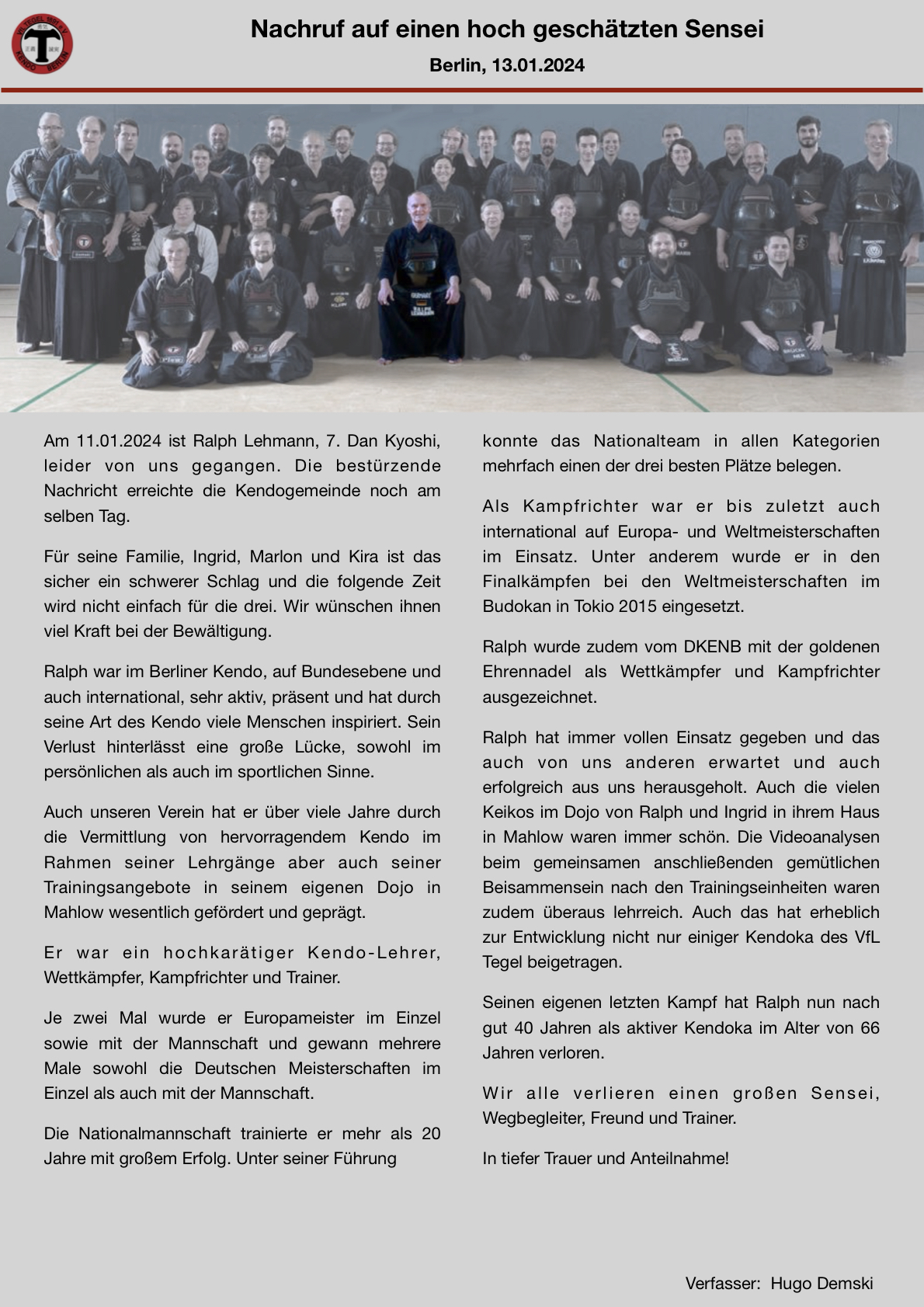 Gedenken an Ralph Lehmann