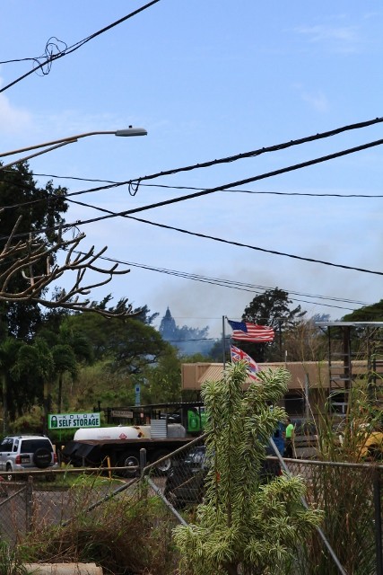 Around noon time when I was about to start a service on April 2nd, 2015, I saw smoke at Koloa and fire trucks came to extinguish fire.