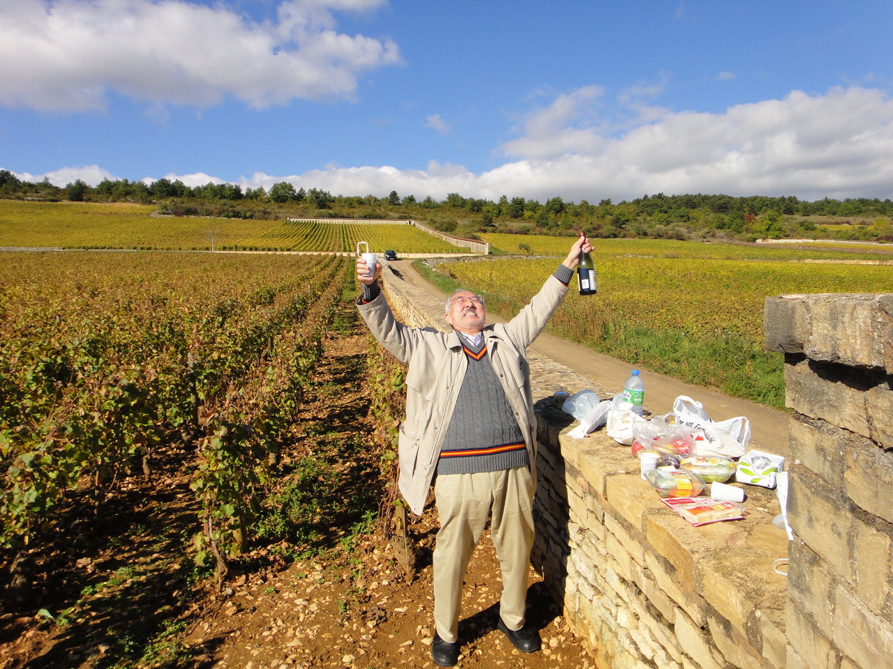 Bourgogneのグランメゾン畑で乾杯