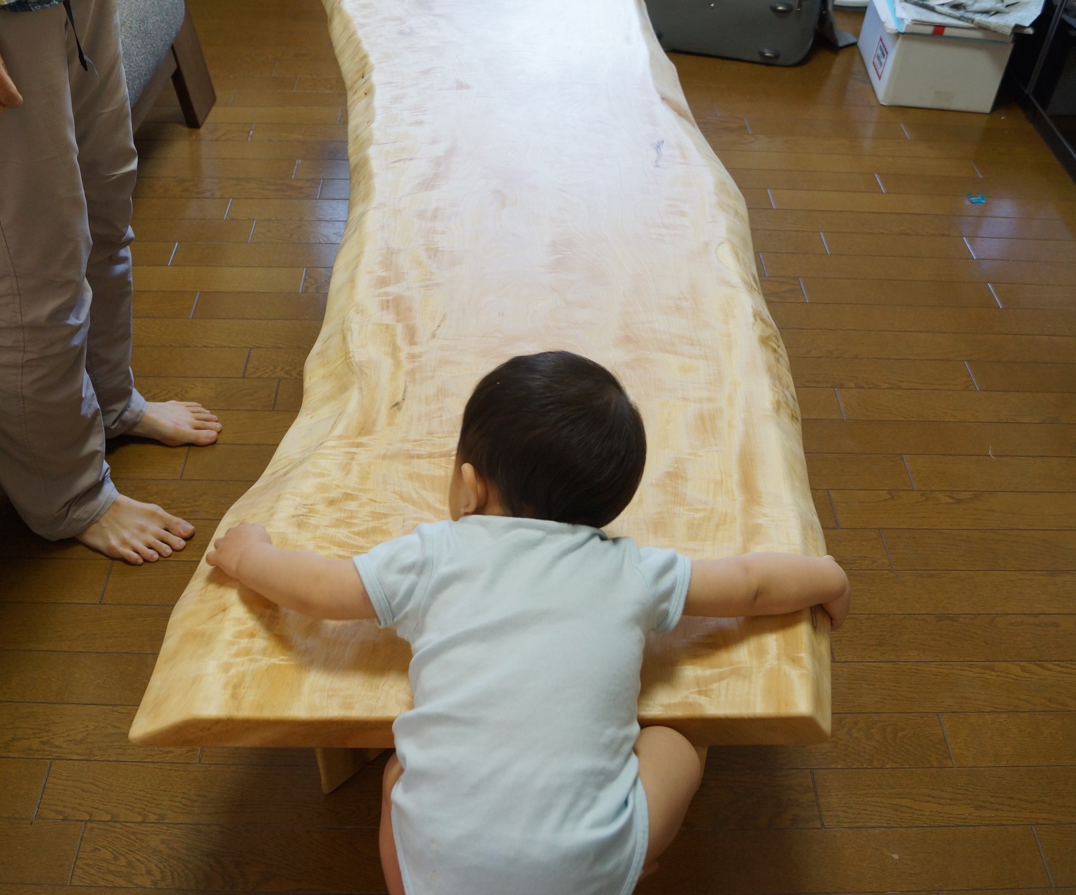 トチ　一枚板　センターテーブル　広島