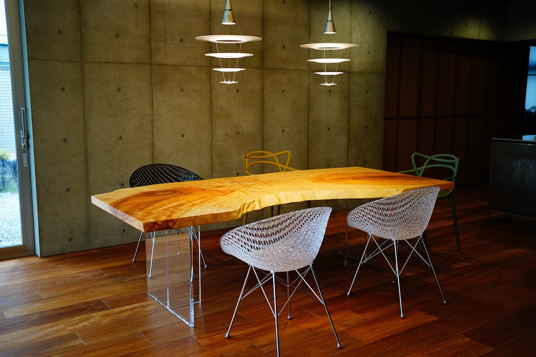 【一枚板】　ダイニングテーブル 一枚板風天板に、好みの脚を組み合わせ！ダイニングセット｜コラボ