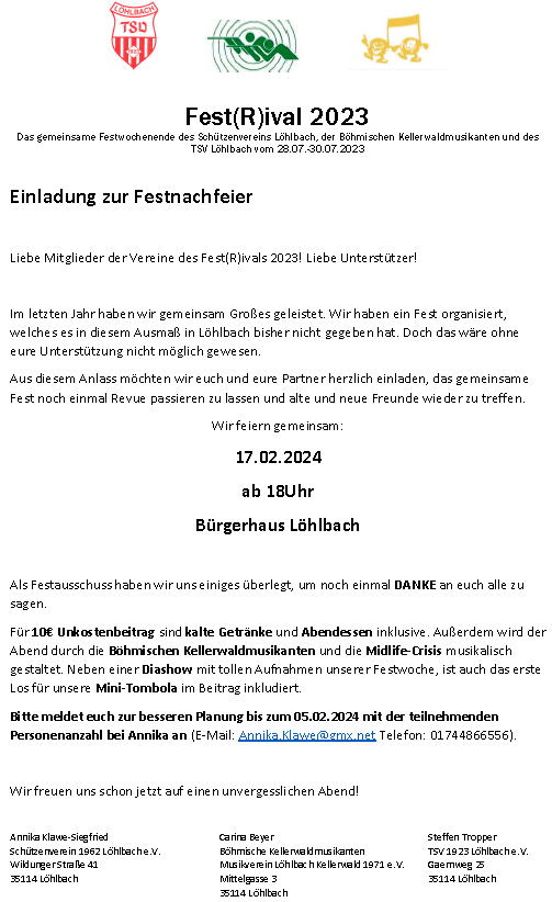 Fest(R)ival Nachfeier im BGH Löhlbach 18:00