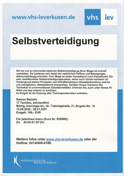 Kickboxen Boxen Selbstverteidigung Kickboxen Kampfsportclub KSC Bürrig Leverkusen Fitnessboxen Betriebssport VHS Volkshochschule