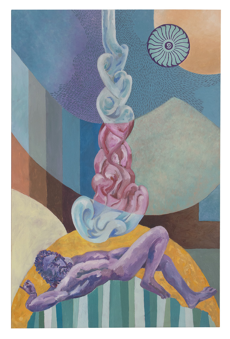 Lichtfall mit Prometheus, Öl auf Leinwand, 135 x 90cm, 2022  / aus der Serie: inside paradise