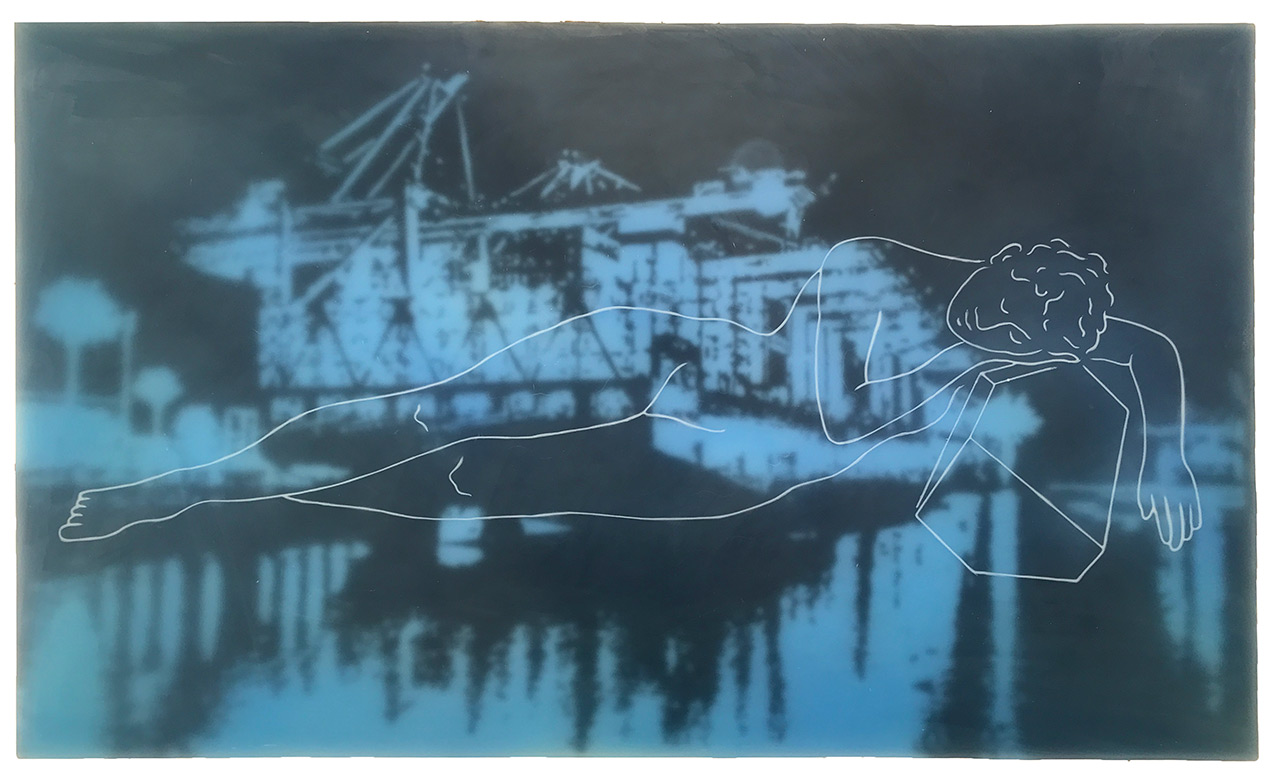 Lob der Bescheidenheit 2.0, Paraffin auf Leinwand und Holz, 60 x 120 cm, 2022 / aus der Serie: inside paradise