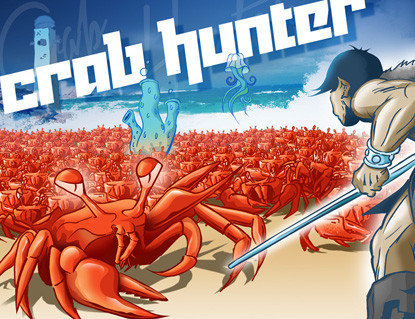 Das einzige Element aus "Crab Hunter", das ich nicht selber fabriziert habe: Das famose Titelbild zeichnete Wolfang Müller alias 'Wonz' von w.m.graphix.