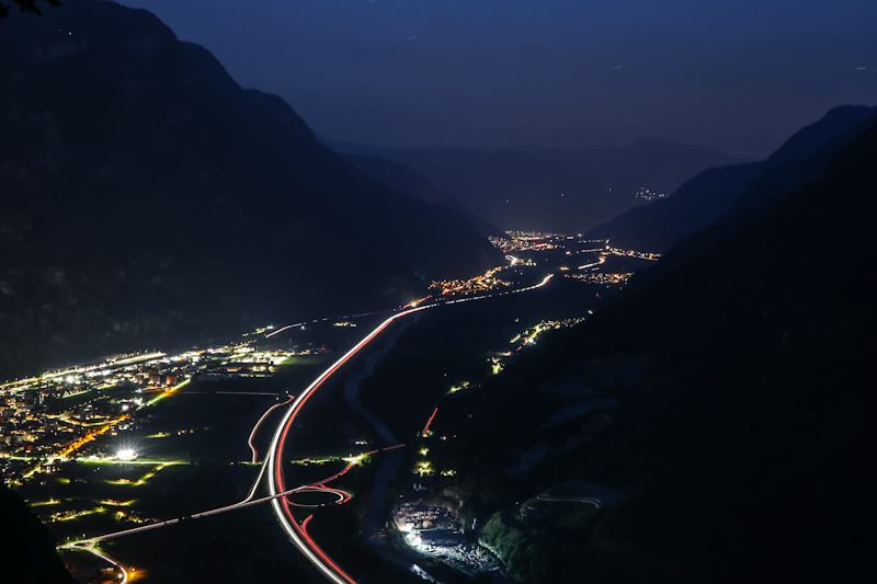 Yesterday's night view of the Leventina 