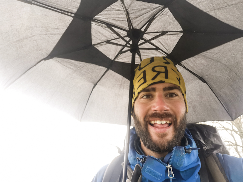 Trying to keep my hiking spirit up despite the rain