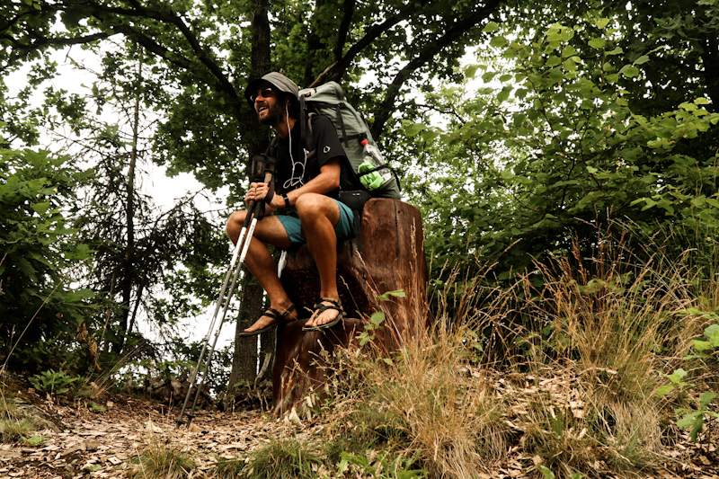 Me looking for a cherry tree. And I like the chair, that is why I took the photo 