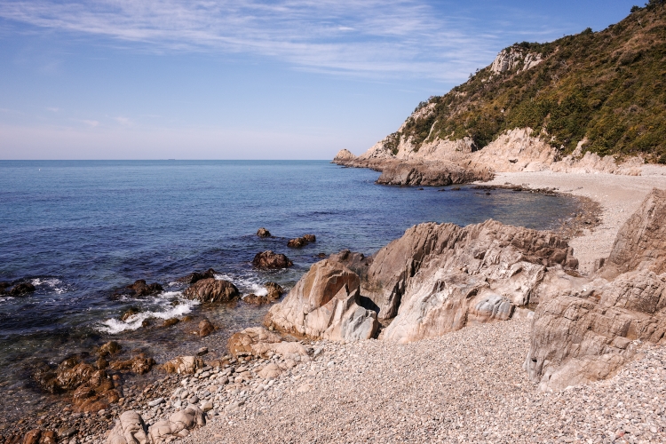 One of many pebbly beaches