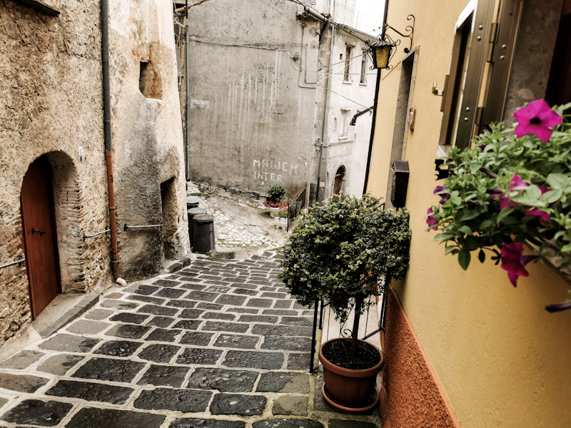 Descending through the village 