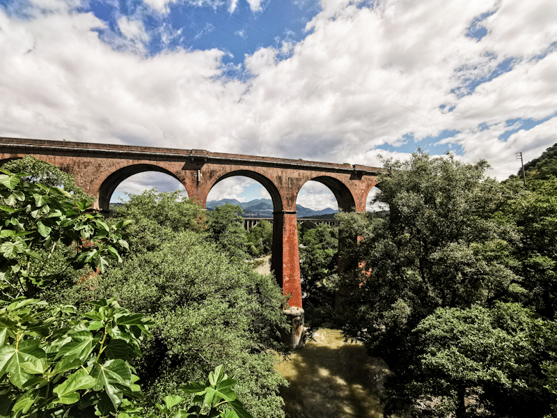 Inland. Old and new train bridge. 