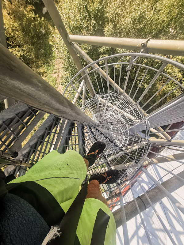 Narrow staircase. Should have left my pack at the bottom.